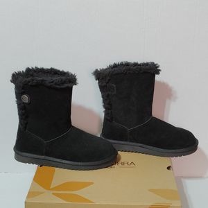 Koolaburra By Ugg Black Jordina Short Boots 7 Faux Fur Lining Suede Wool Lined